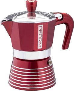 Pedrini Caffettiera 6 tazze Moka in Alluminio colore Rosso Passion - 02CF116 Infinity