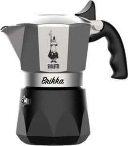 Bialetti Caffettiera 2 Tazze in Alluminio colore Cromo Satinato, Nero Evolution Brikka - 0007327