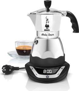 Bialetti Caffettiera elettrica Moka 3 Tazze Sistema di ricarica Macinato in Polvere Timer Programmabile - 0006092EU Moka Timer