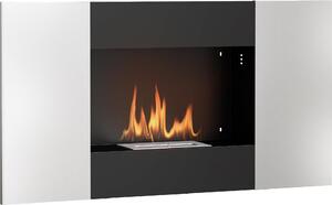 DecHome Camino a Bioetanolo 0.9L da Parete con Pannello Protettivo in Acciaio Inox e Vetro 100x15x54 cm colore Nero e Argento - 0BKJ513