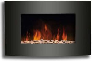 Melchioni Caminetto Elettrico Montaggio a Parete Termostato Regolabile Potenza 2000 Watt colore Nero - WALLFLAME