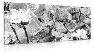 Stampa su tela – Dipinto di fiori in bianco e nero