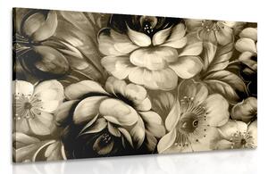 Quadro su tela – Mondo impressionista dei fiori in versione seppia