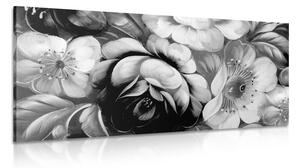 Quadro su tela – Mondo dei fiori in bianco e nero