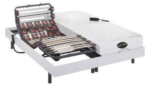 Letto relax elettrico doghe e sospensioni 2 x 80 x 200 cm materasso memory e bambù Bianco DAMYSOS di NATUREA con motori OKIN