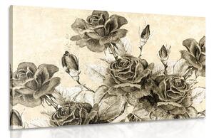 Stampa su tela – Bouquet vintage di rose in versione seppia