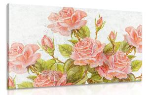 Quadro su tela – Bouquet vintage di rose