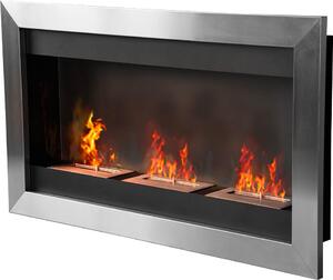 DecHome Camino a Bioetanolo da Parete con 3 Bruciatori In Acciaio Inox 1.5 lt 110x63x16 cm - D0755