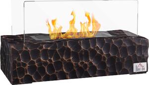 DecHome Camino a Bioetanolo da Tavolo con Bruciatore da 1.15L e Pannello in Vetro 33x16x18cm Nero