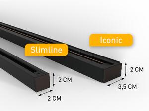 Sistema di illuminazione su binario moderno con 10 faretti beige e neri monofase - Slimline Uzzy
