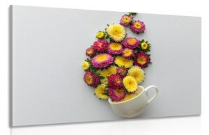Quadro su tela – Tazza piena di fiori