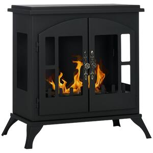 DecHome Camino a Bioetanolo in Acciaio Inox con Bruciatore da 0.9L per 3 Ore di Durata 55x31x55cm colore Nero - 100BKS390