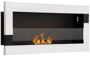 DecHome Camino Bioetanolo in Acciaio Inox 2.5h di Combustione con Serbatoio 1.5L e Copertura 20mq 90x16x40 cm Argento 327V00