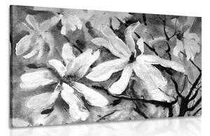 Stampa su tela – Albero acquerellato in fiore in bianco e nero