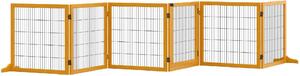 AllMyPets Cancelletto per Cani di Piccola/Media Taglia a 6 Pannelli Pieghevoli in Legno e Acciaio 432x36x70 cm colore Giallo - 118YL