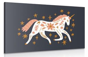 Stampa su tela – Unicorno fiabesco in stile folk