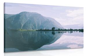 Stampa su tela – Scenografia dipinta del lago di montagna