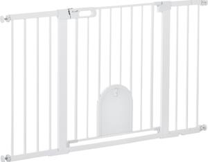 AllMyPets Cancelletto per Cani Estensibile con Porta a Chiusura Automatica in Metallo e ABS 75-131x76 cm Bianco - 110V02-D06