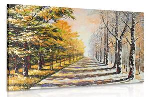 Quadro su tela – Viale alberato autunnale
