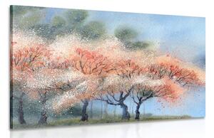 Stampa su tela – Alberi in fiore in acquerello