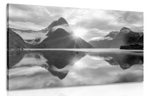 Quadro su tela – Splendida alba in Nuova Zelanda in bianco e nero