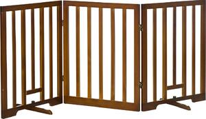 AllMyPets Cancelletto per Cani Pieghevole a 3 Pannelli con Piedini Antiscivolo per Corridoi Scale e Stanze in Legno di Pino 181x35x76 cm Marrone Sc