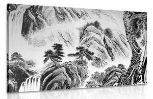 Stampa su tela – Pittura di paesaggio cinese in bianco e nero