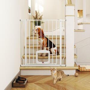 AllMyPets Cancellino per Cani e Gatti Estensibile con Gattaiola Integrata in Acciaio e ABS 75-85x2x76 cm colore Bianco