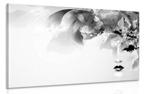 Quadro su tela – Volto femminile di moda con elementi astratti in bianco e nero