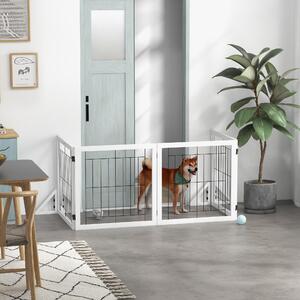 AllMyPets Cancellino per Cani Pieghevole con 4 Pannelli e Piedini Triangolari 280x70 cm colore Bianco