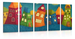 Quadri 5 pezzi – Cittadina notturna