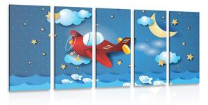Quadri 5 pezzi – Volo in aereo