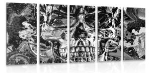 Quadri 5 pezzi – Teschio artistico in bianco e nero