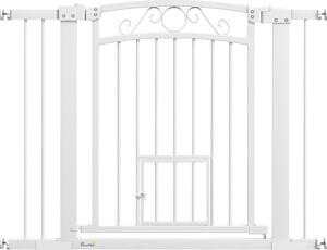 AllMyPets Cancellino per Cani Regolabile con Estensioni Porta per Gatti e Apertura a Una Mano 76-104x77cm colore Bianco - 380WTS405