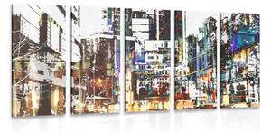 Quadri 5 pezzi – Panorami urbani astratti
