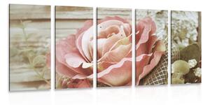 Quadri 5 pezzi – Rose vintage eleganti
