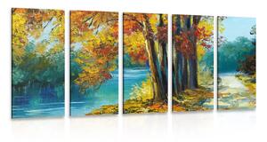 Quadri 5 pezzi – Alberi dipinti in colori autunnali