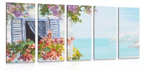Quadri 5 pezzi – Casetta e vista sul mare