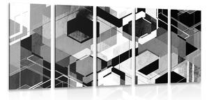Quadri 5 pezzi – Geometria astratta in bianco e nero