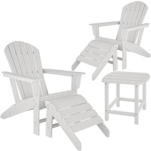 Tectake 404622 2 sedie da giardino con poggiapiedi e tavolino resistenti alle intemperie - bianco/bianco