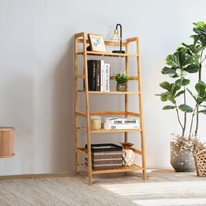 Costway Scaffale multiuso con 4 livelli in bambù per soggiorno cucina ufficio, Libreria rustica con solida struttura Naturale
