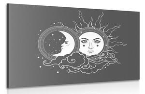 Quadro su tela – Armonia tra sole e luna in bianco e nero