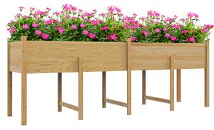 Outsunny Fioriera su Piedi Orto Rialzato, Inserti per l'irrigazione + Tessuto di Drenaggio Inclusi Legno di Abete pre-Olio