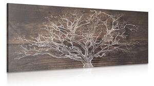 Quadro su tela – Albero su sfondo di legno