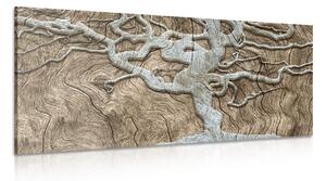 Quadro su tela – Albero astratto su legno in tonalità beige