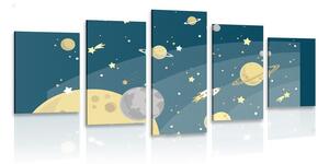 Quadri 5 pezzi – Straordinario viaggio nello spazio