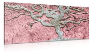 Quadro su tela – Albero astratto su legno con contrasto rosa