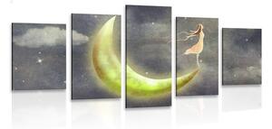 Quadri 5 pezzi – Ragazza sulla luna
