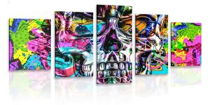 Quadri 5 pezzi – Teschio artistico colorato
