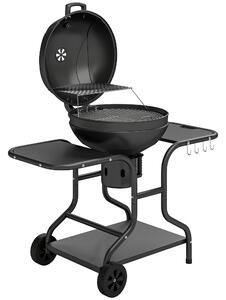 Outsunny Barbecue a carbone BBQ Smoker con tavoli laterali termometro nel coperchio ruote 129 x 63,5 x 106,5 cm | Aosom Italy